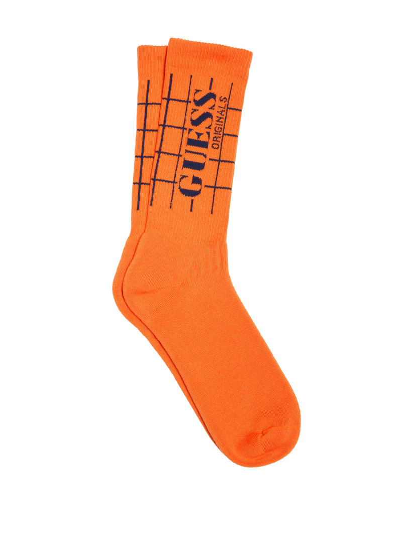 Guess GUESS Originals Grid Crew Socks - Orange Spritz Multi