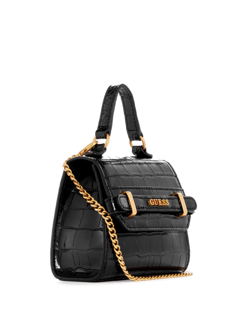 Guess Sestri Crocodile-Embossed Mini Crossbody - Black