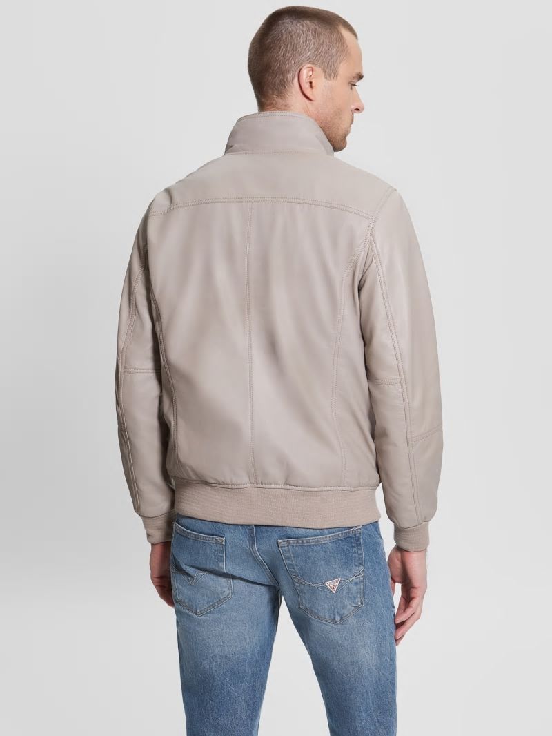 Guess Soft Leather Jacket - Pasadena Stone