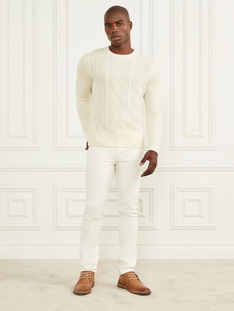 Guess Cashmere Crewneck Sweater - Creme Brulee