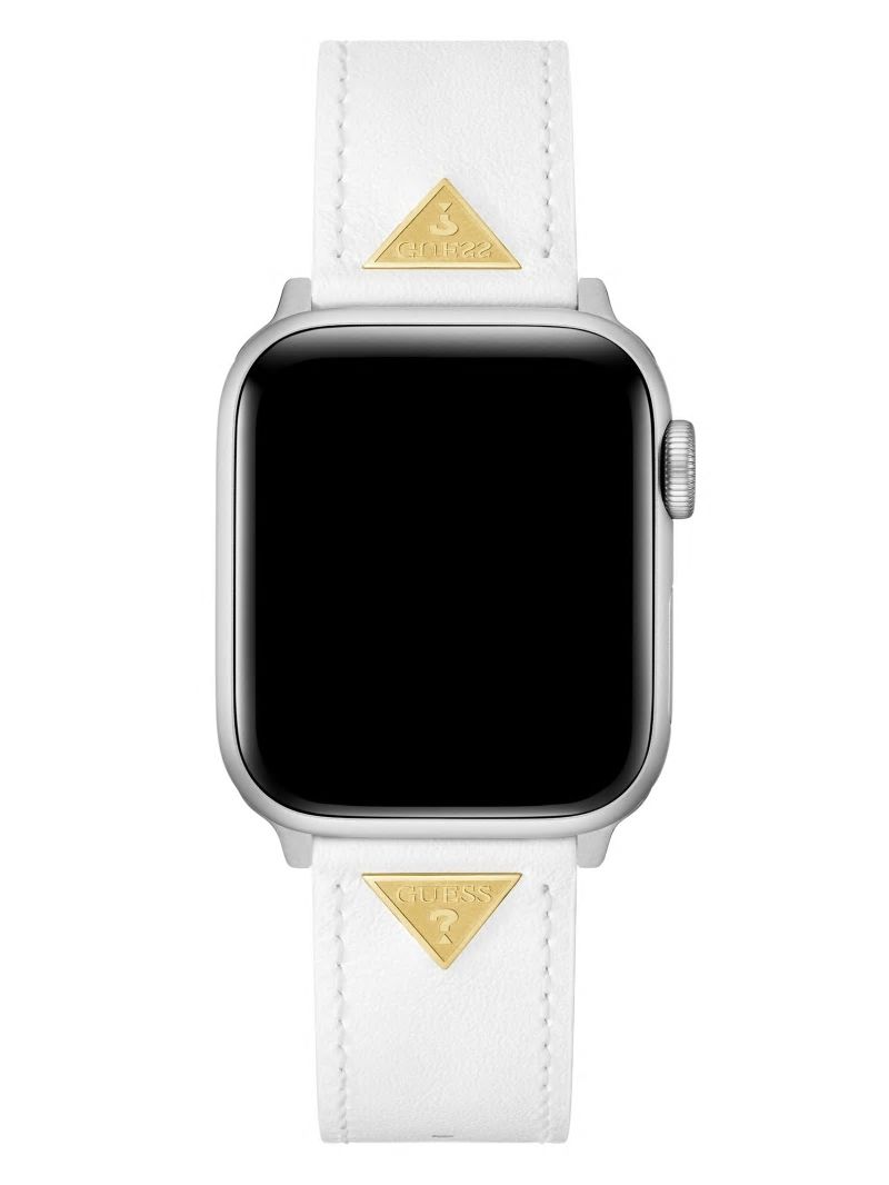 Guess Gold-Tone Emblem and White Leather 38-41 mm Band for Apple Watch® - White