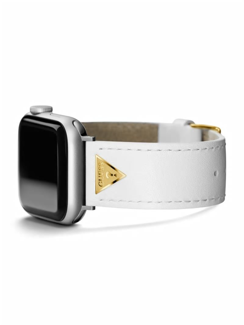 Guess Gold-Tone Emblem and White Leather 38-41 mm Band for Apple Watch® - White