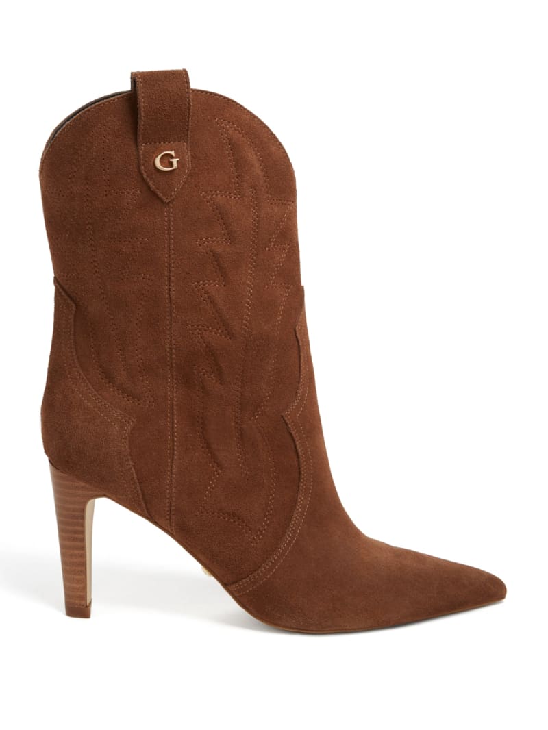 Guess Calle Suede Western Booties - Dark Brown Suede