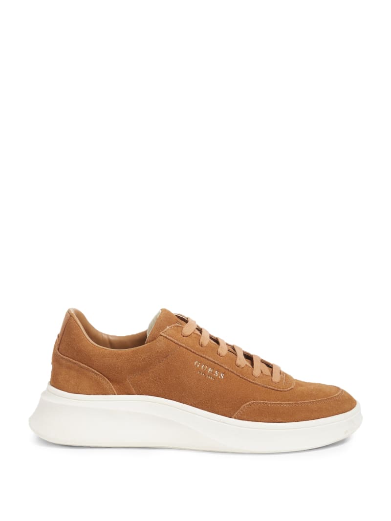 Guess Dolo Logo Low-Top Sneakers - Medium Brown Suede