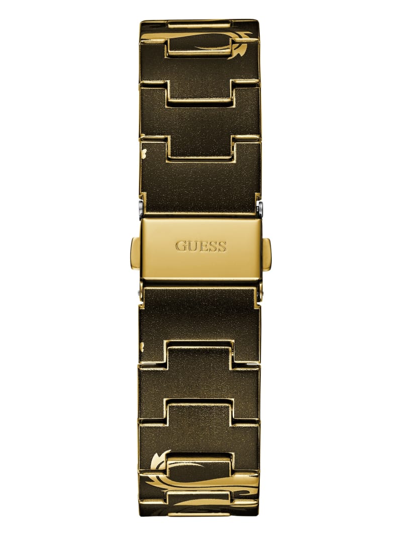 Guess Printed Gold-Tone Multifunction Watch - Gold