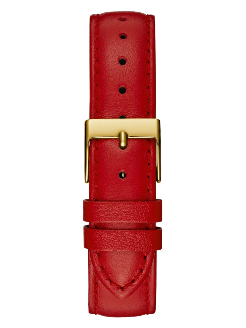 Guess Two-Tone Leather Analog Watch - Red