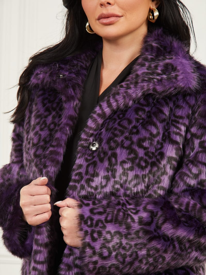 Guess Larissa Faux-Fur Coat - Satellite Purple & Black