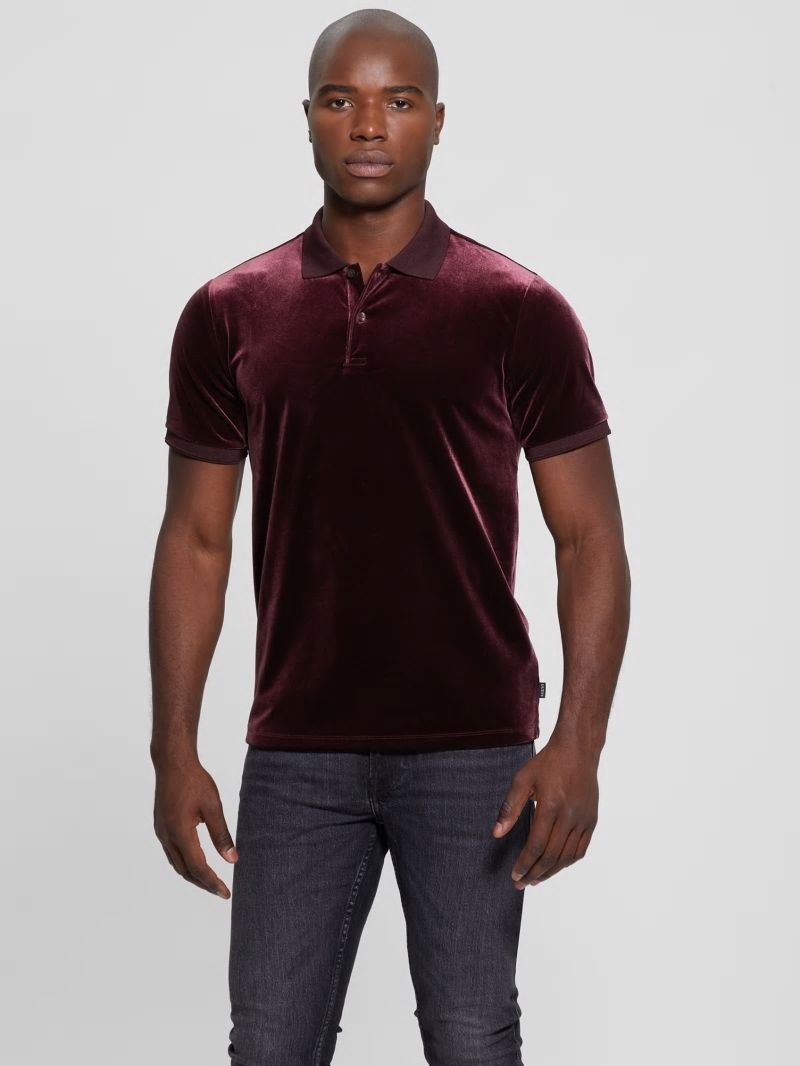 Guess Rio Liquid Velvet Polo - Red Noir