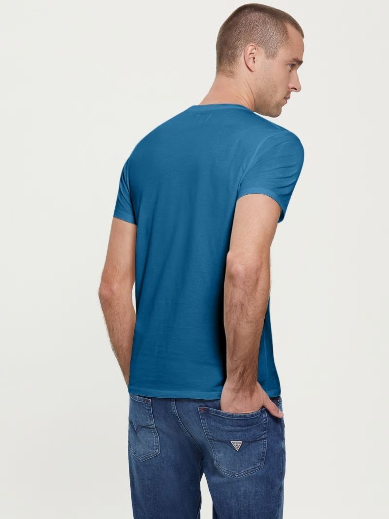 Guess Embroidered Logo Tee - Uniform Blue