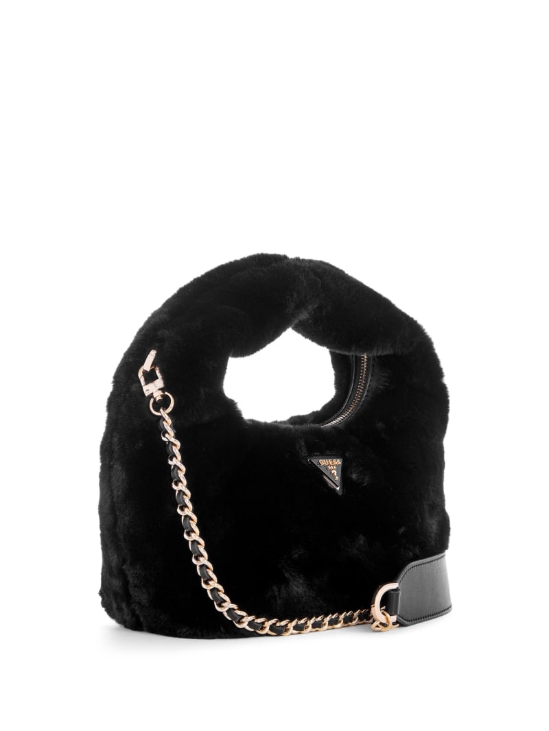 Guess Katine Faux-Fur Shoulder Bag - Black