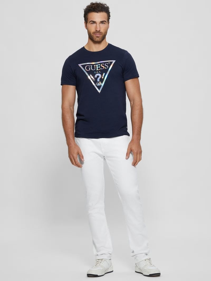 Guess Iridescent Signature Tee - Bleu éLéGant