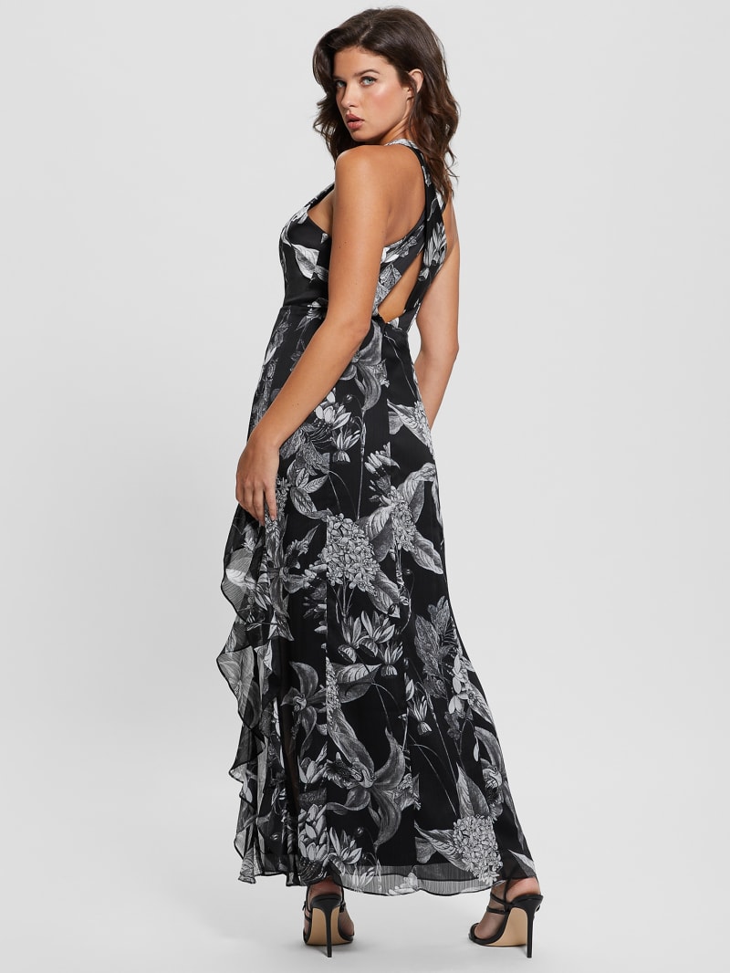 Guess Eco Evangelina Maxi Dress - Phantom Flora Print Black