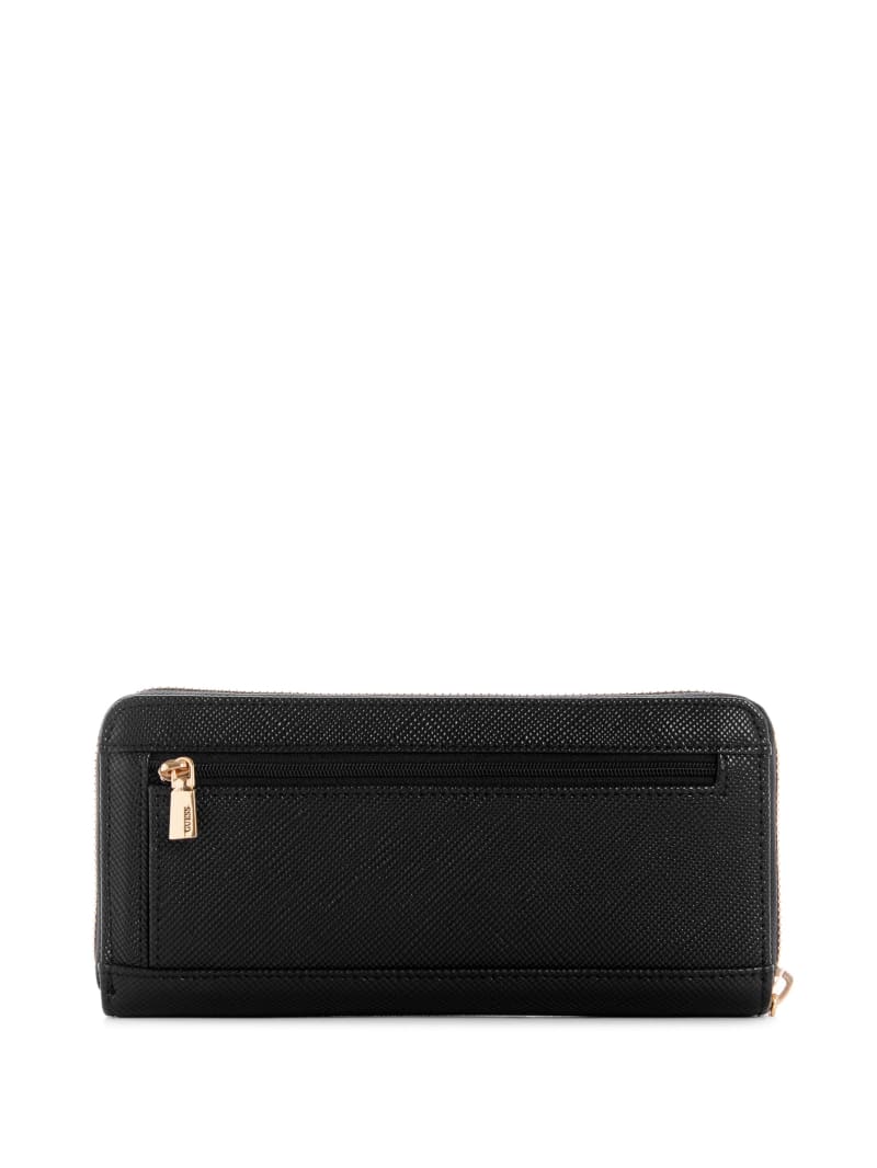 Guess Laurel Large Zip-Around Wallet - Black Floral Print