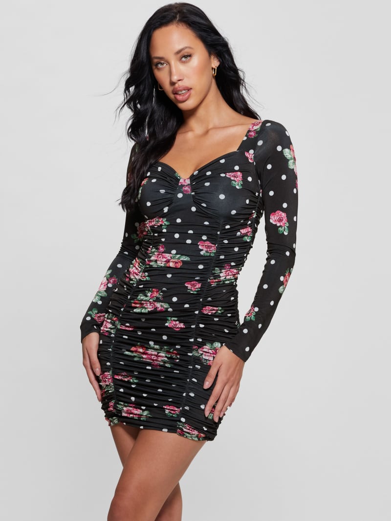 Guess Milena Bodycon Dress - Flower Polka Dots