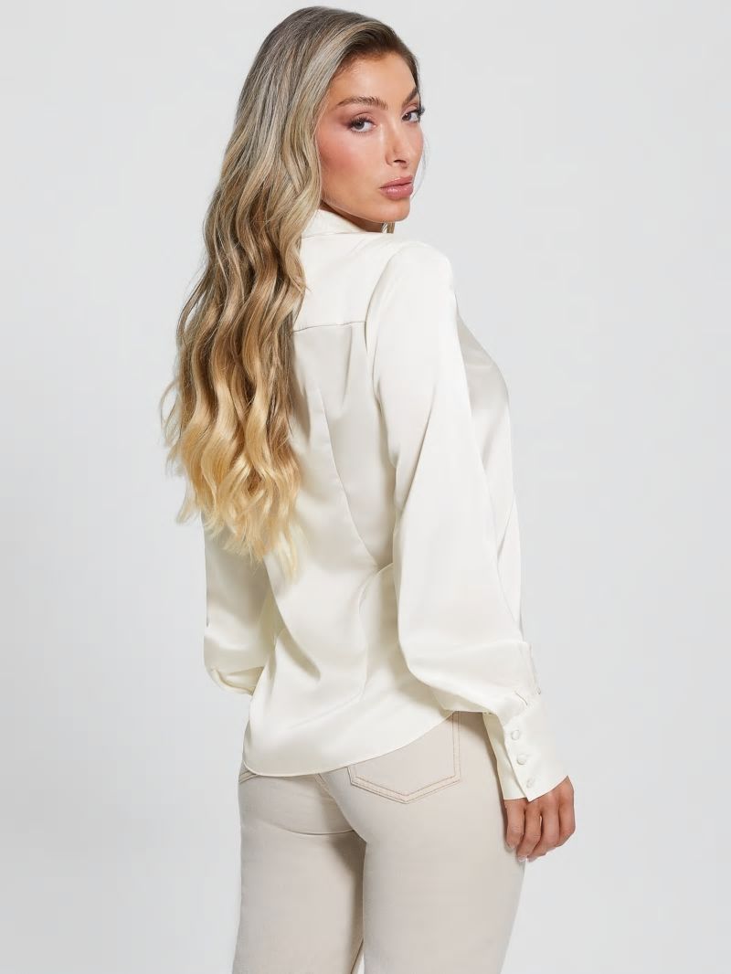 Guess Eco Rita Satin Shirt - Cream White