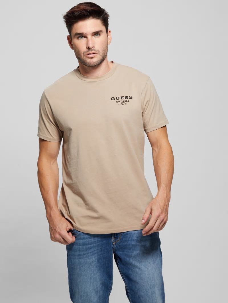 Guess Eco Signature Tee - Neutral Sand