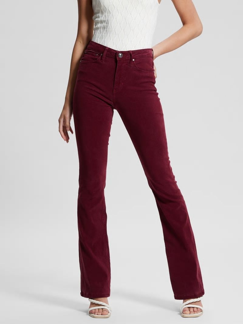 Guess Eco Sexy Flare Velvet Pants - Mystic Wine