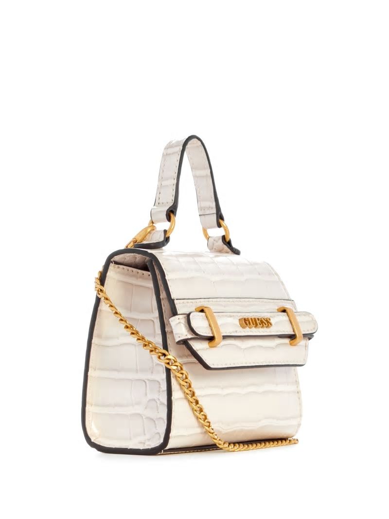 Guess Sestri Crocodile-Embossed Mini Crossbody - White