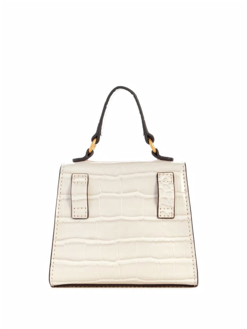 Guess Sestri Crocodile-Embossed Mini Crossbody - White