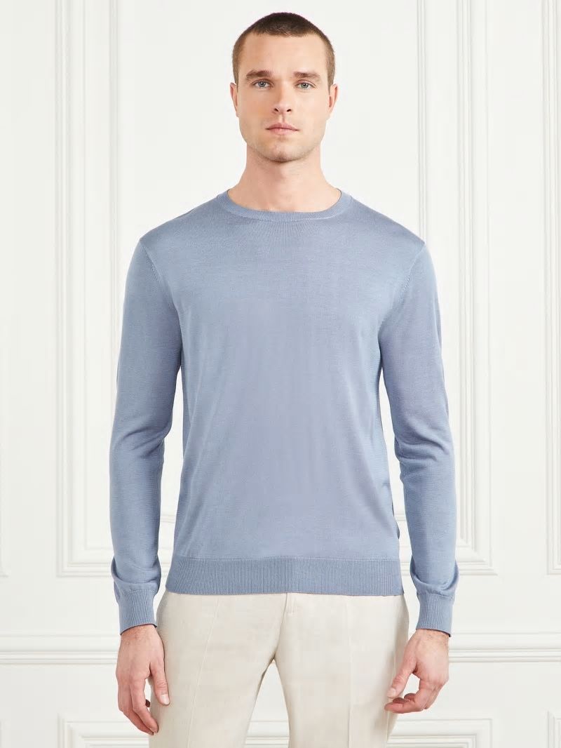 Guess Silk Crewneck Sweater - Cloudy Sky