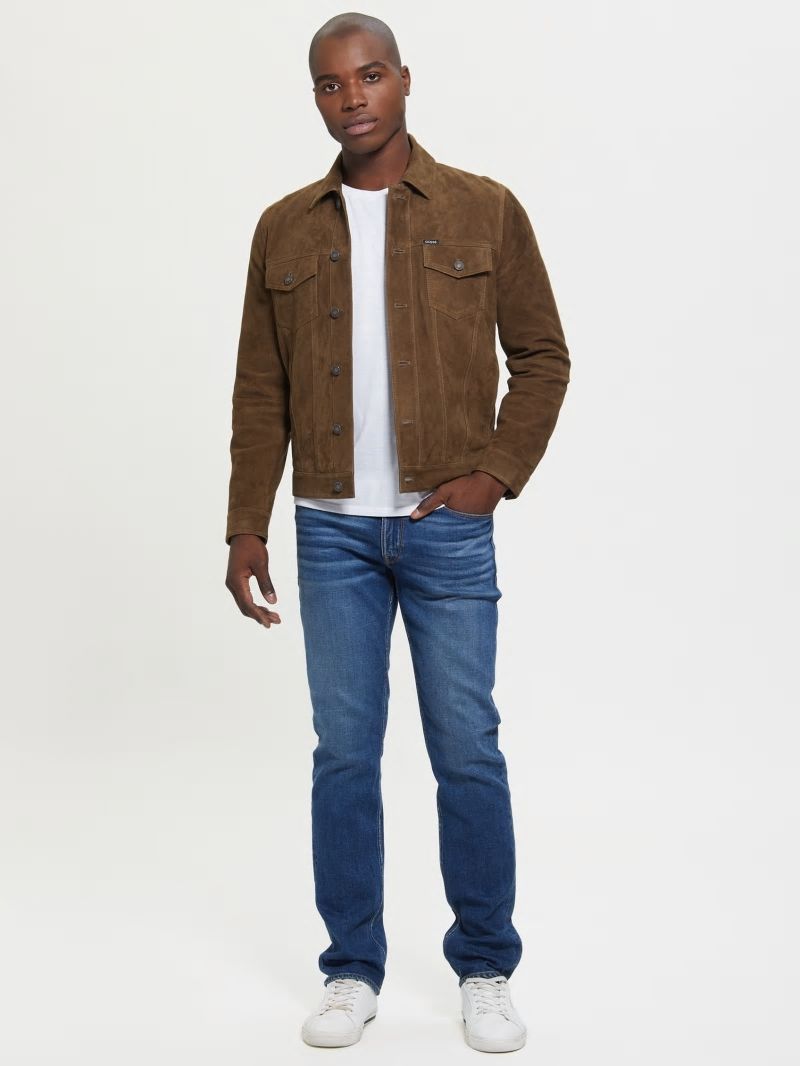 Guess Suede Trucker Jacket - Brown Multi