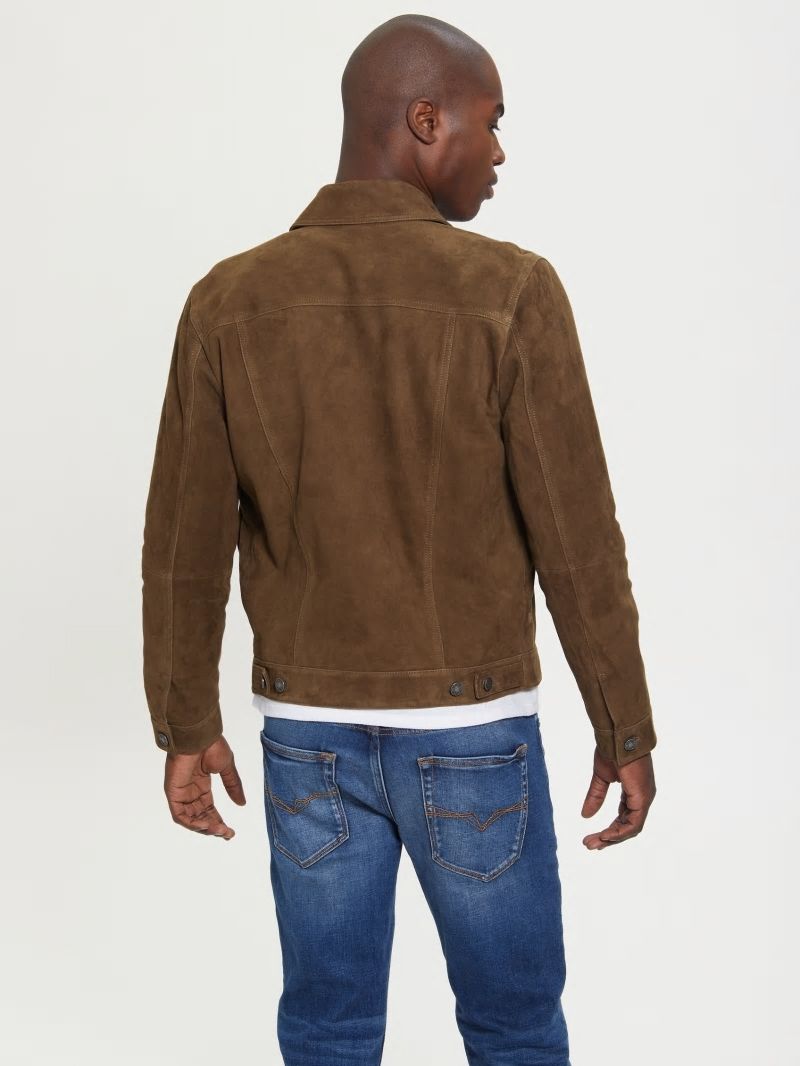 Guess Suede Trucker Jacket - Brown Multi