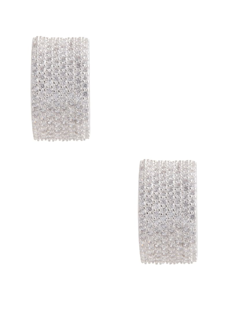 Guess Silver-Tone CZ Hoop Earrings - Silver