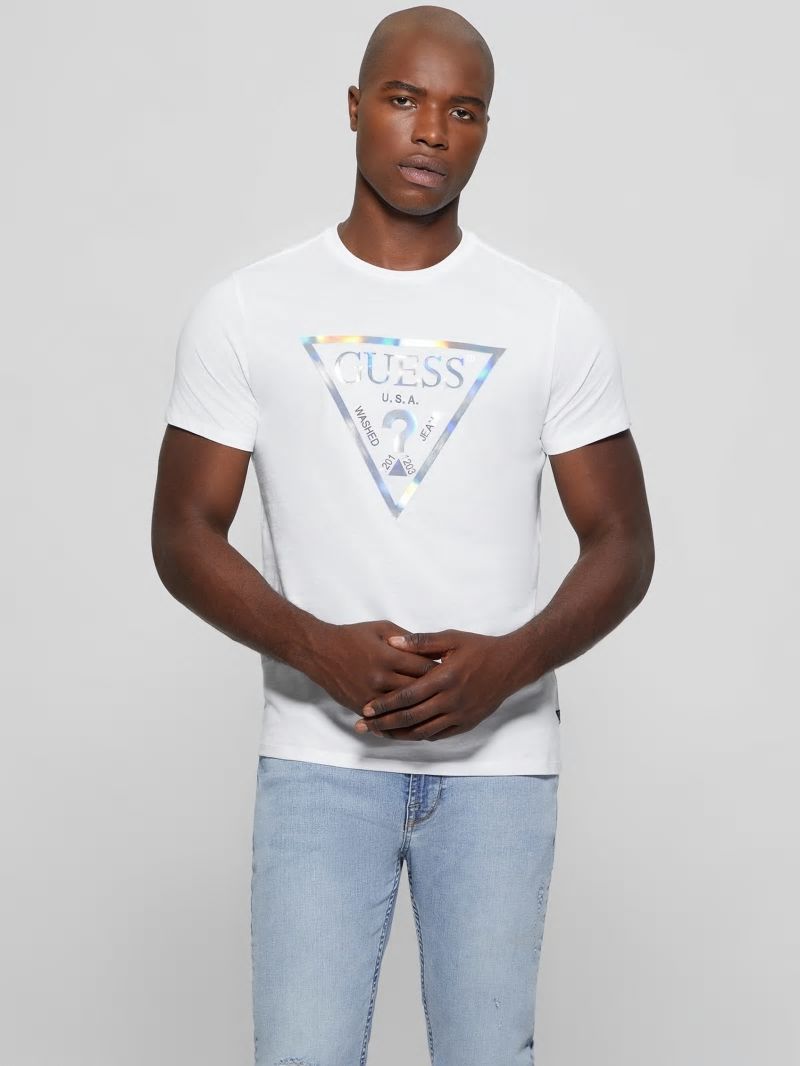 Guess Iridescent Signature Tee - Pure White