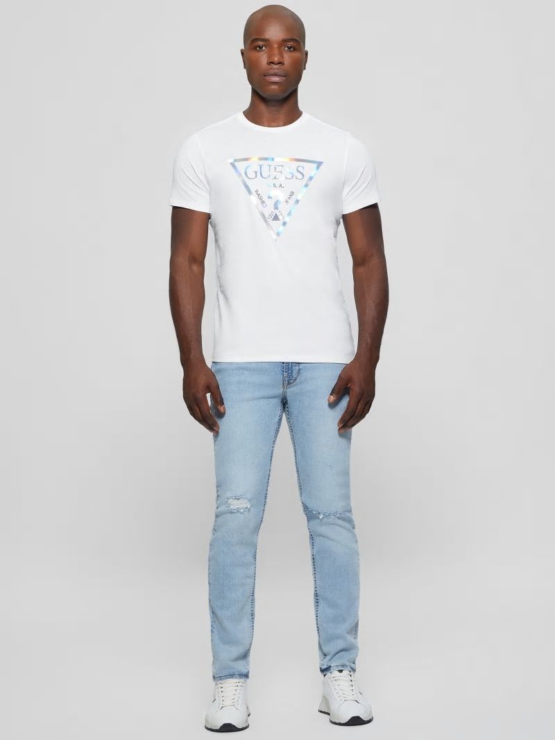 Guess Iridescent Signature Tee - Pure White