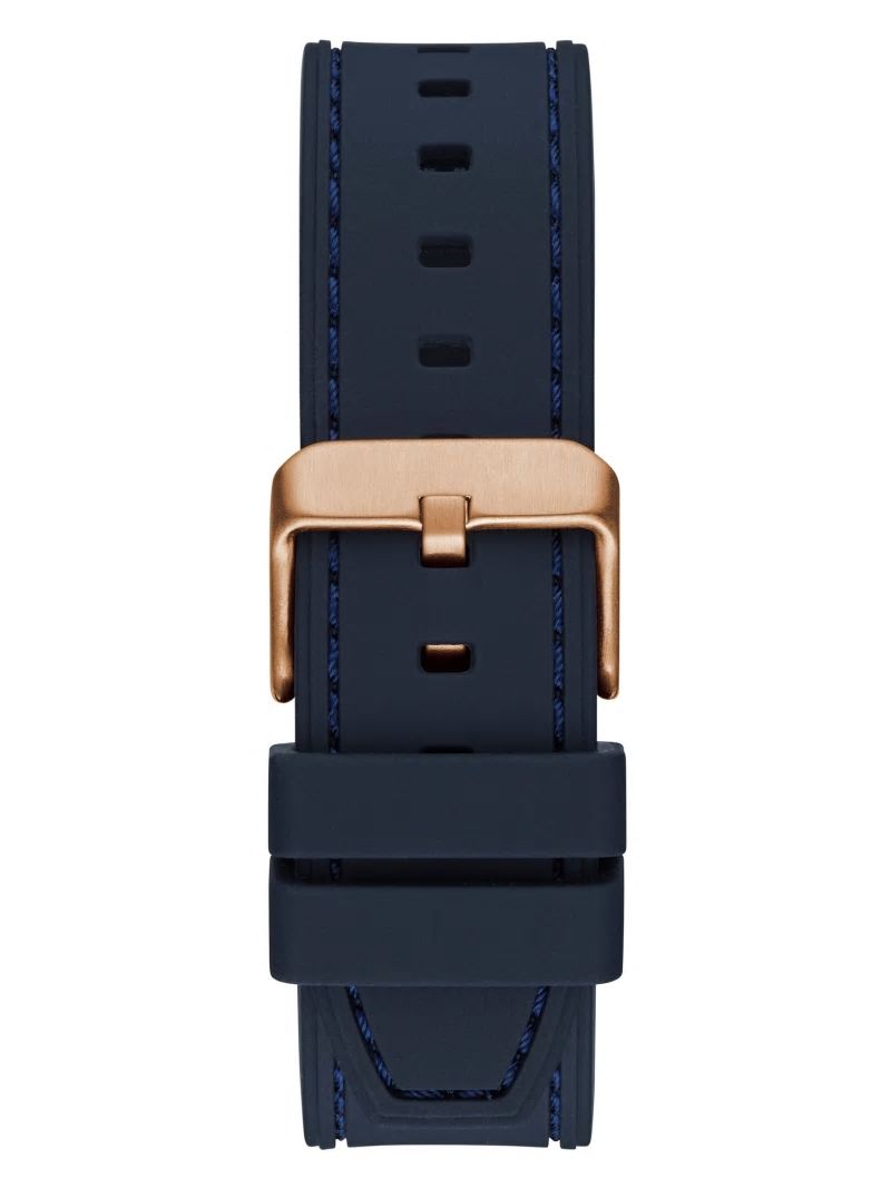 Guess Rose Gold-Tone and Navy Silicone Multifunction Watch - Rainbow