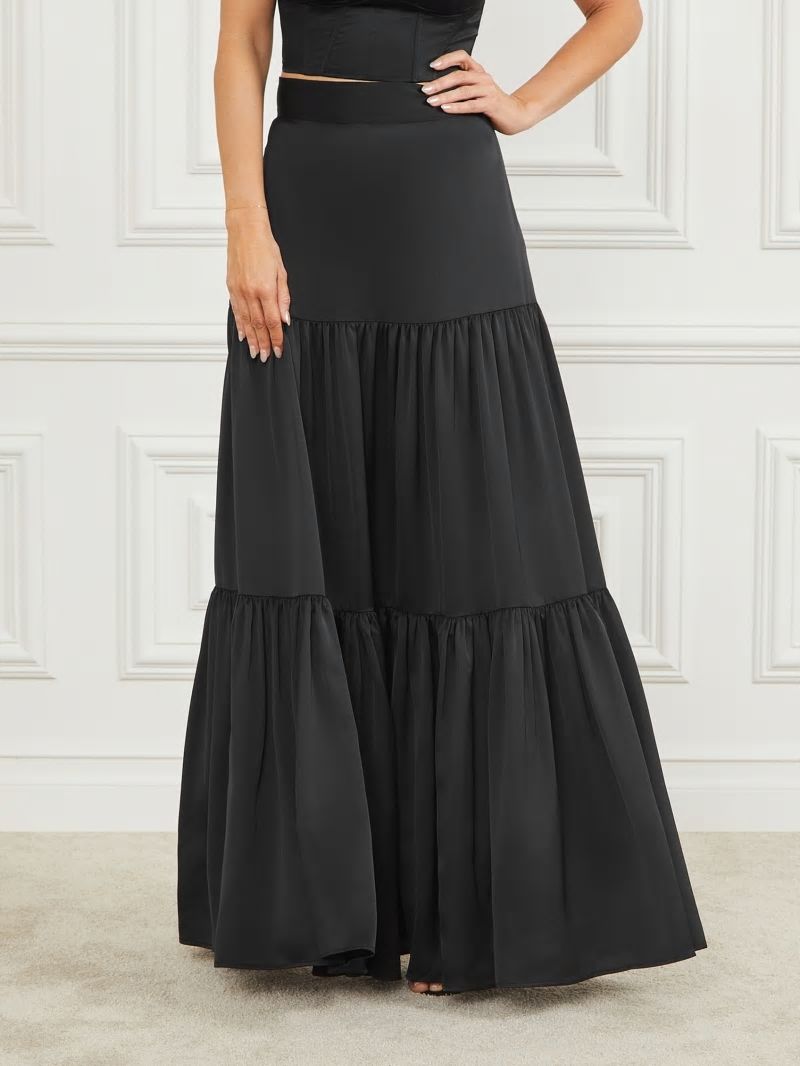 Guess Susanne Satin Maxi Skirt - Black