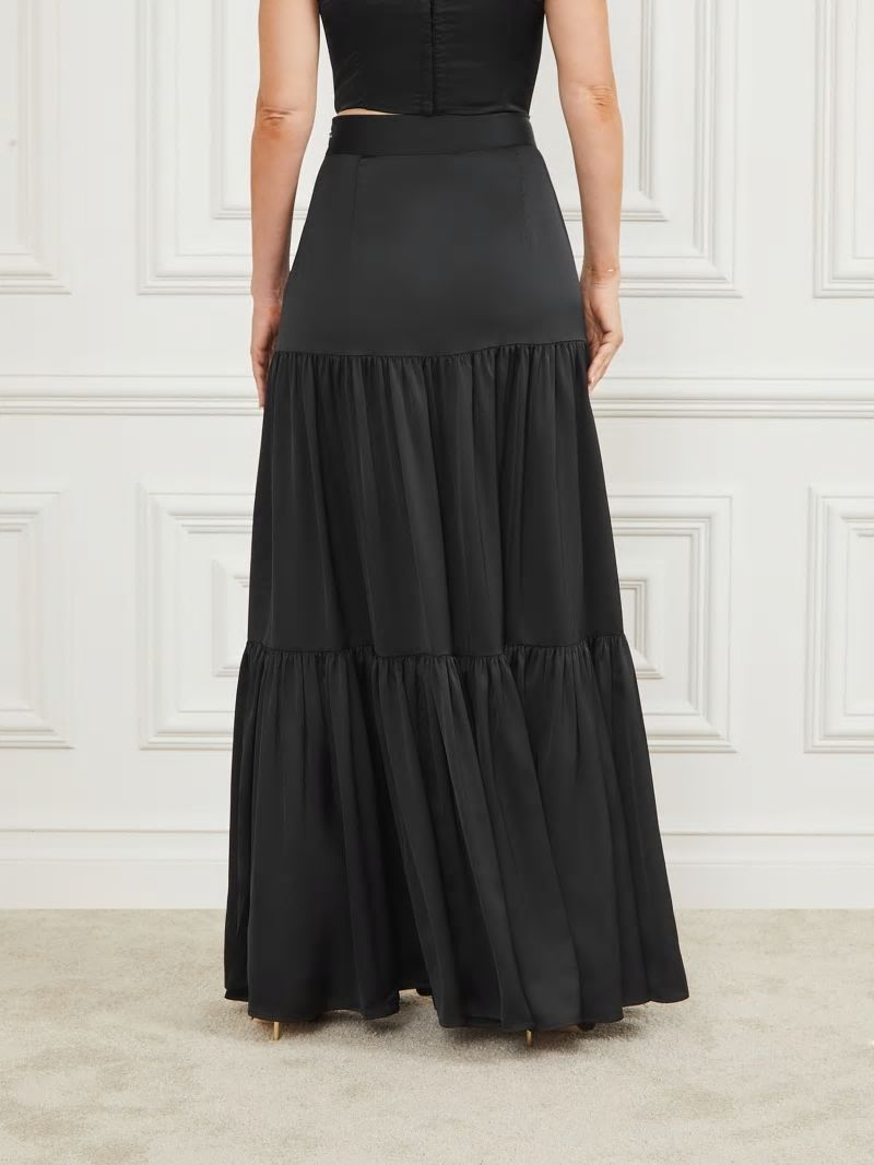 Guess Susanne Satin Maxi Skirt - Black