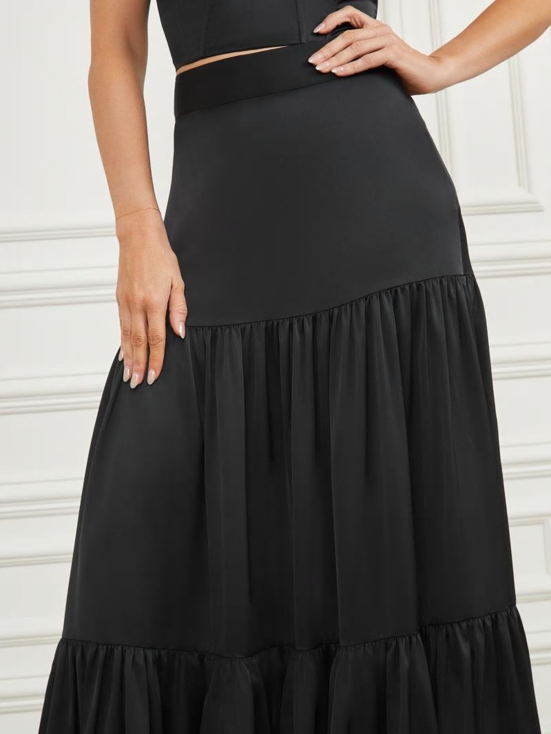 Guess Susanne Satin Maxi Skirt - Black