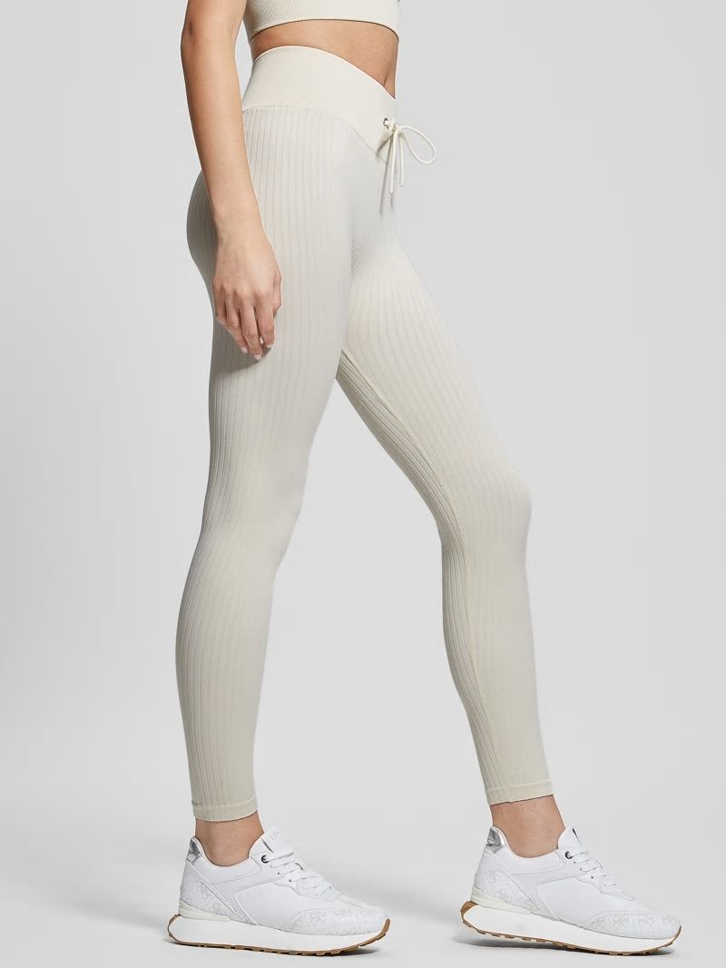 Guess Seamless Ribbed Leggings - Warm White