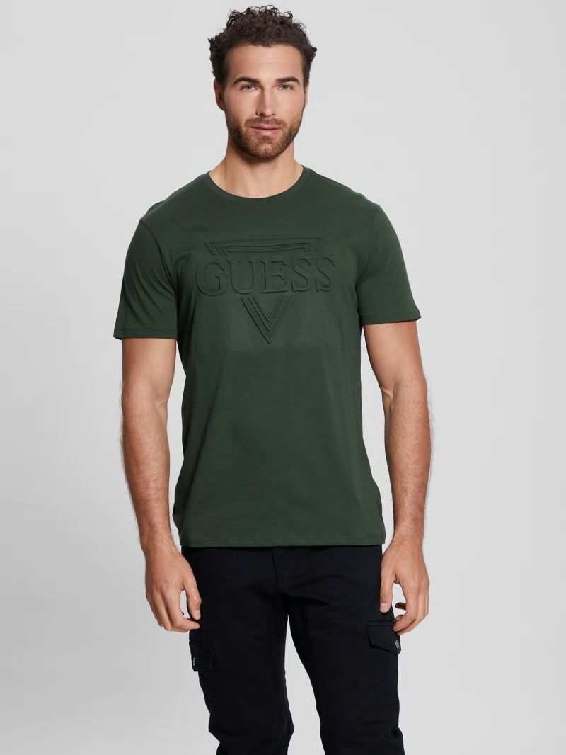 Guess Eco Embossed Logo Tee - Jungle Greens