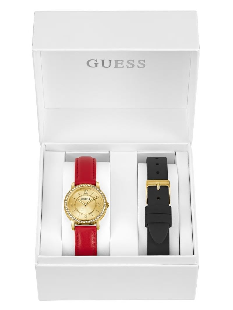 Guess Gold-Tone and Crystal Analog Watch Box Set - Gold