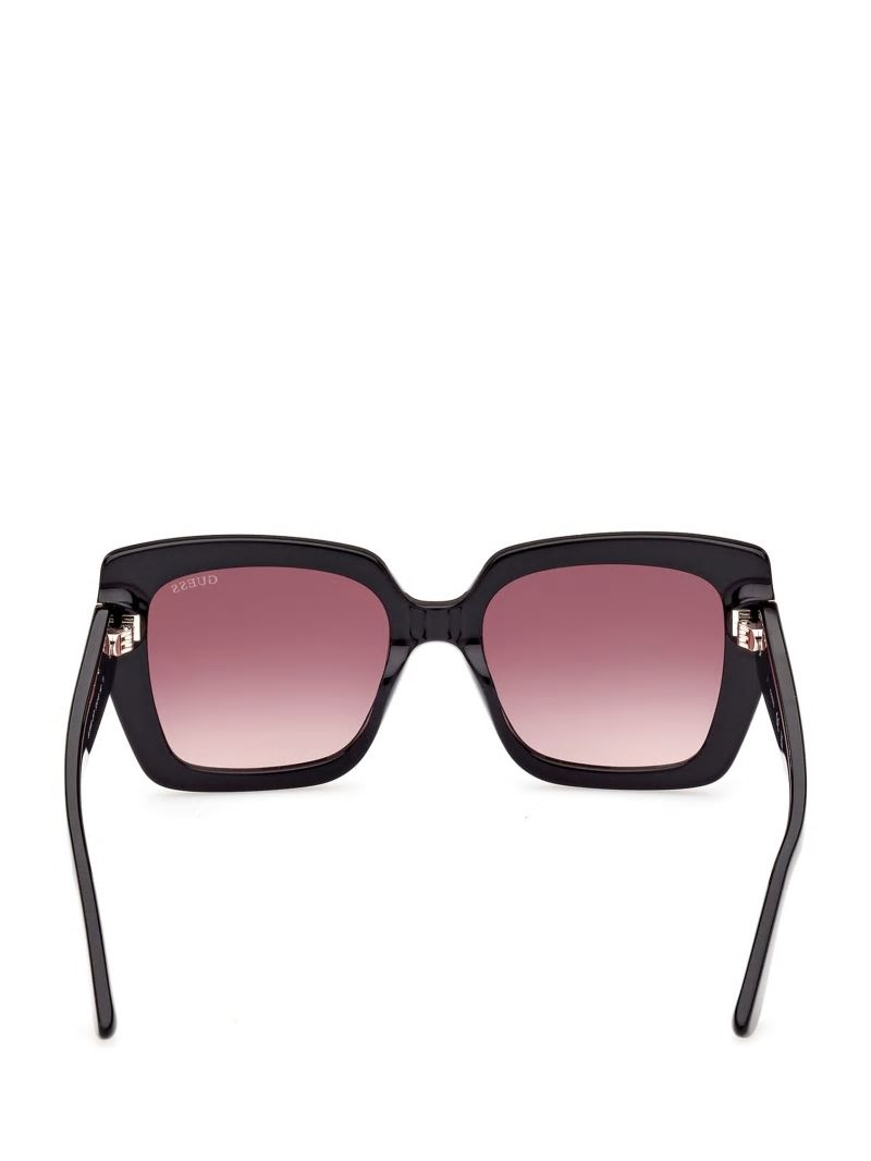 Guess Square Logo Print Plastic Sunglasses - Black