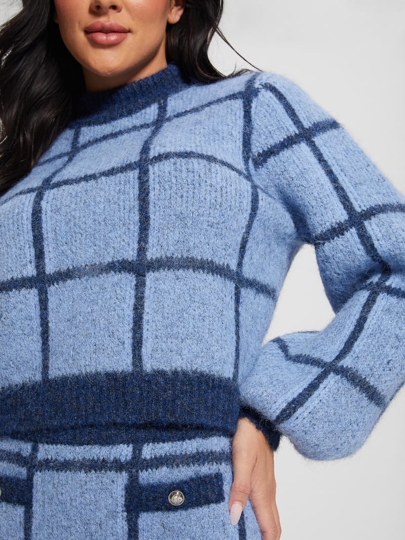 Guess Nadia Plaid Sweater - Blue Check