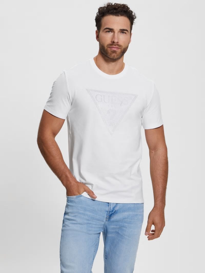 Guess Eco Triangle Crewneck Tee - Pure White