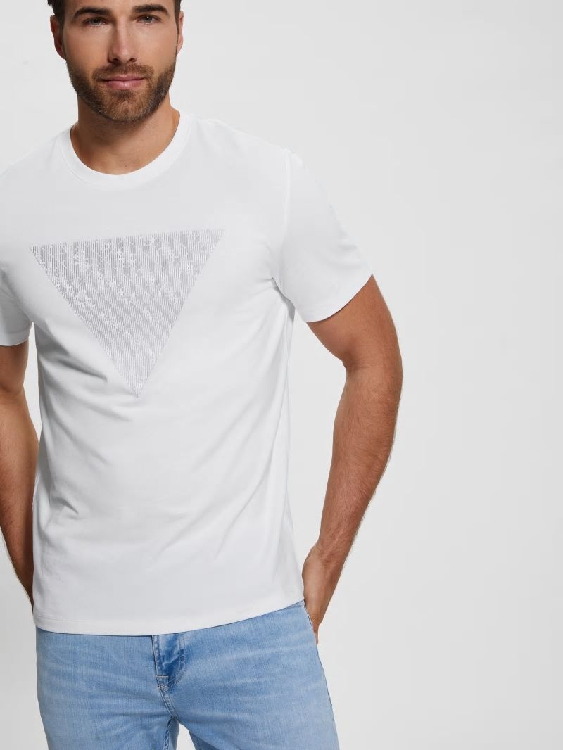 Guess Eco Triangle Crewneck Tee - Pure White