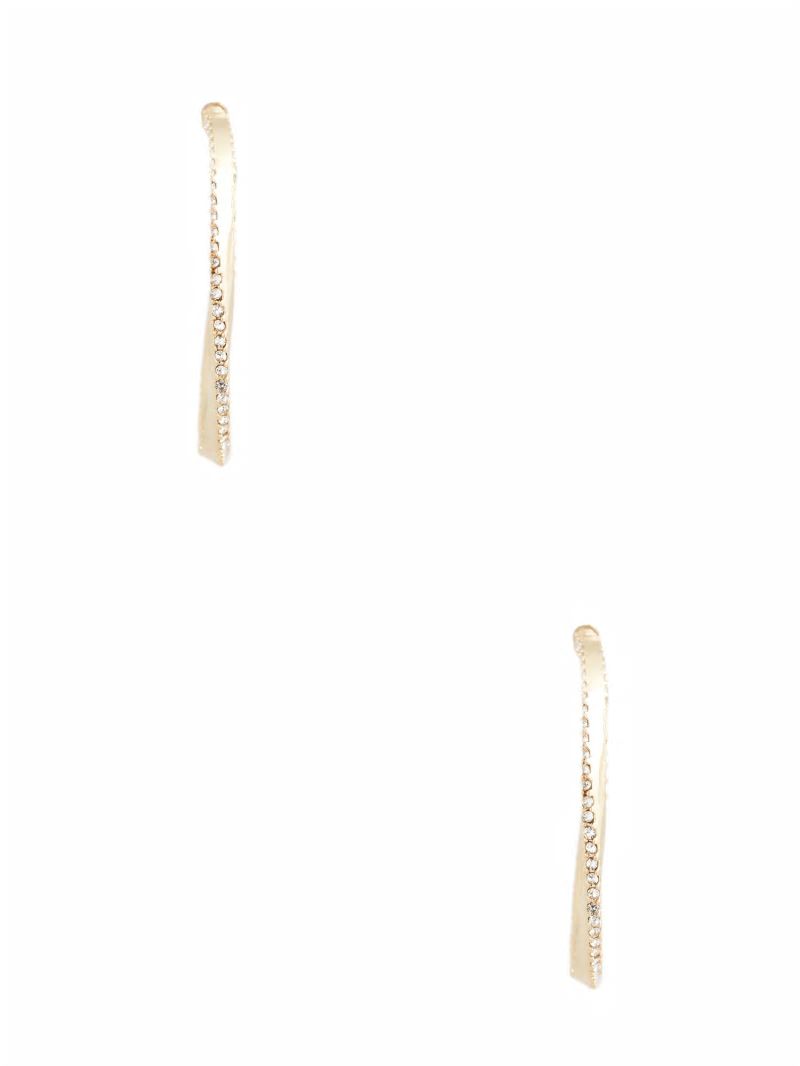 Guess Gold-Plated Rhinestone Twisted Hoop Earrings - Gold