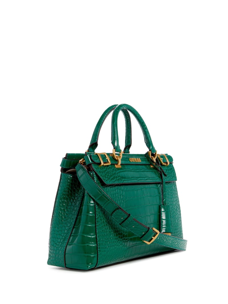 Guess Sestri Crocodile-Embossed Satchel - Green