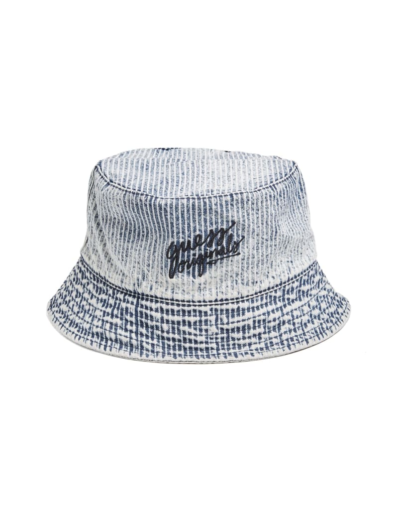 Guess GUESS Originals Hickory Striped Bucket Hat - Indigo Yarn Dye