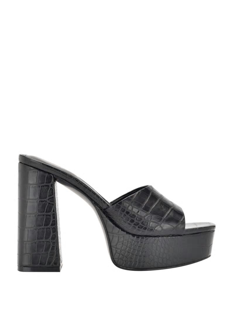 Guess Jadah Crocodile-Embossed Platform Heels - Black 002