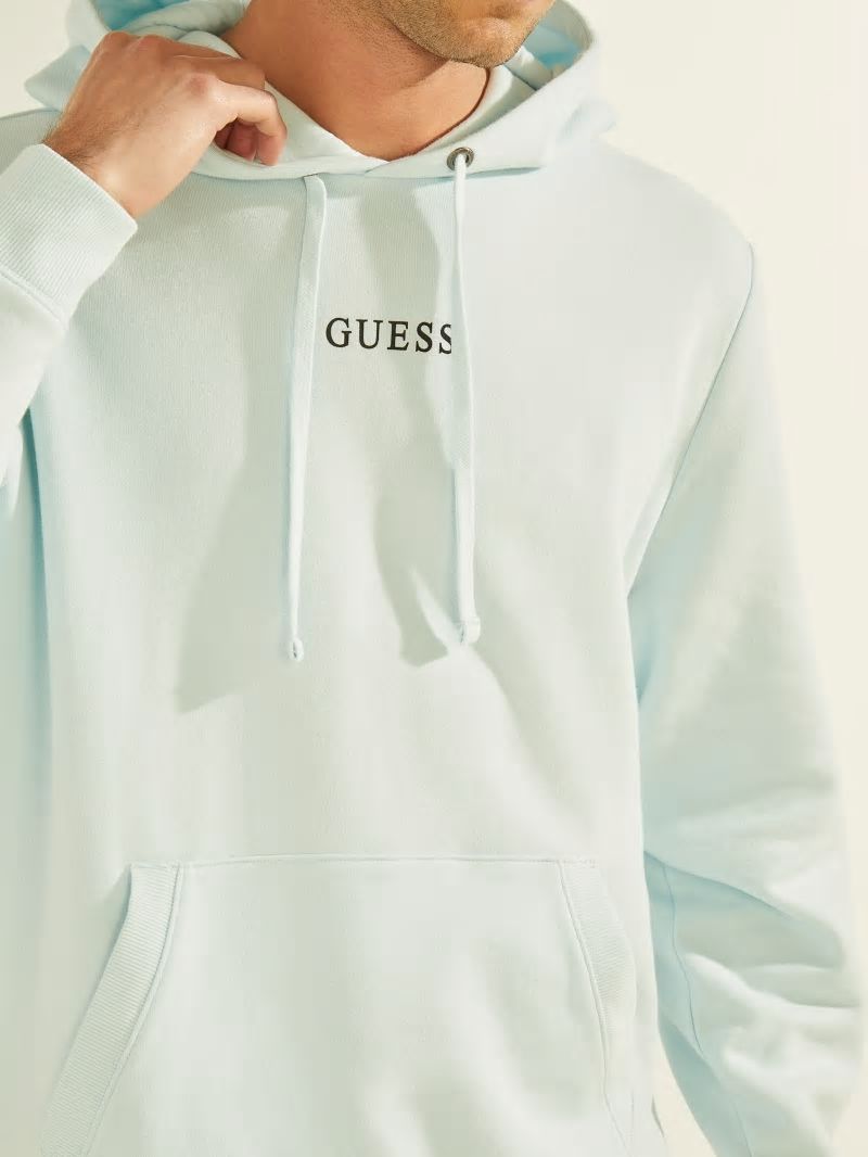 Guess Eco Roy Logo Hoodie - Marseille Blue