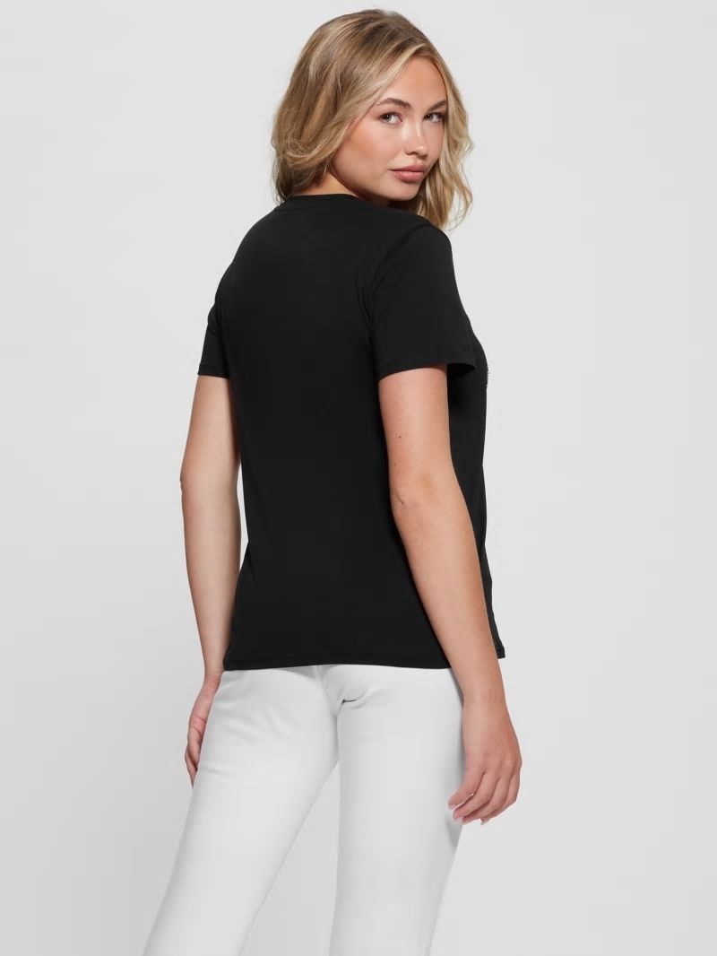 Guess Embellished Logo Tee - Black