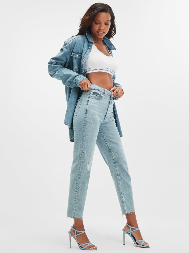 Guess Eco Slim Mom Jeans - Moonstone Blue