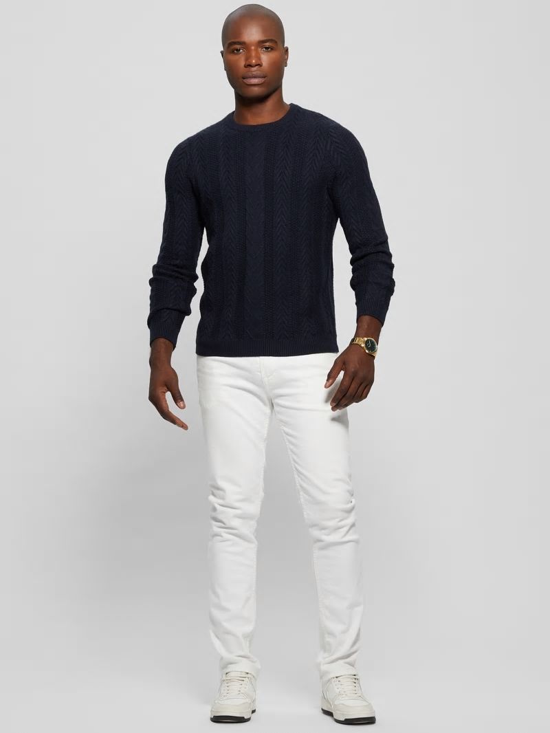 Guess Eco Ethan Cable Knit Sweater - Bleu éLéGant