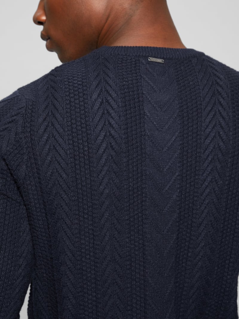 Guess Eco Ethan Cable Knit Sweater - Bleu éLéGant