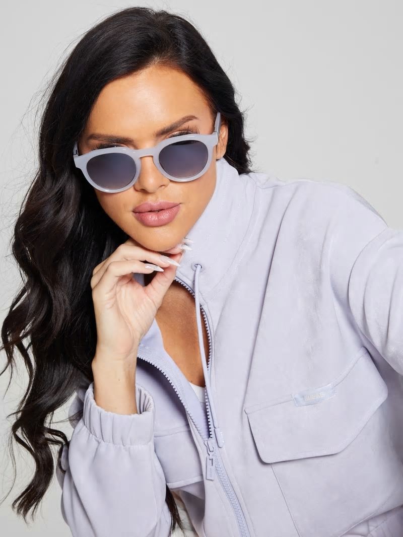 Guess Oversized Round Plastic Sunglasses - Grey